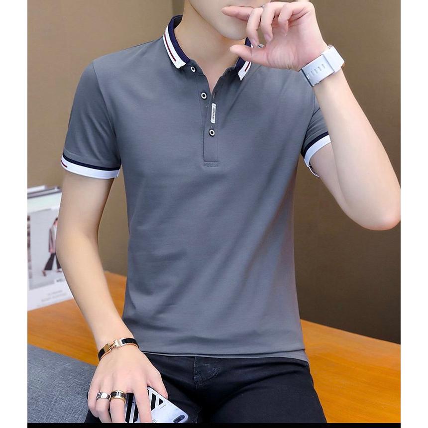 Áo thun nam có cổ tay ngắn chất vải thun cotton co giãn thoáng mát - mkt22