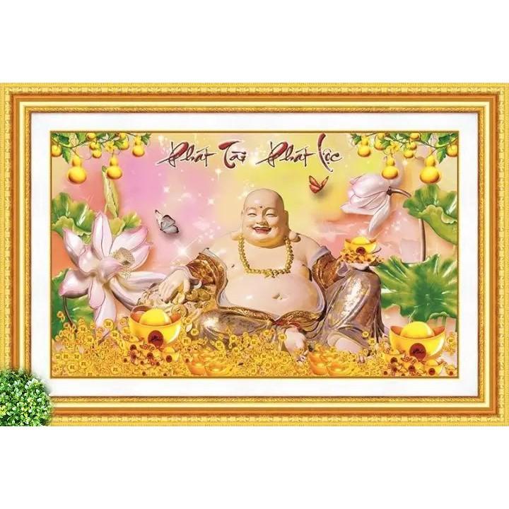 Tranh Đính Đá PHẬT DI LẠC . Kích Thước: 1m x 65cm