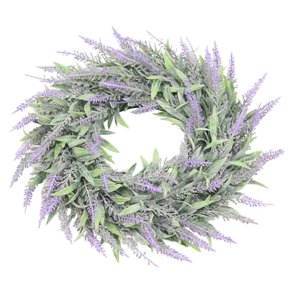Artificial Front Door Simulation Lavender Flower Wreath Garland Green