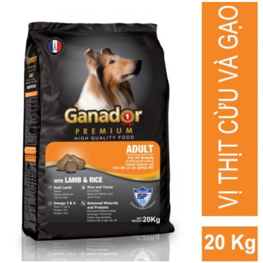 Thức ăn cho chó trưởng thành Ganador vị thịt cừu & gạo Lamb & Rice 20kg