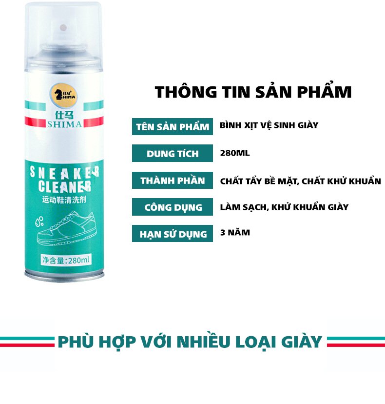 Bình xịt bọt tuyết Tẩy trắng Vệ sinh giày SHIMA