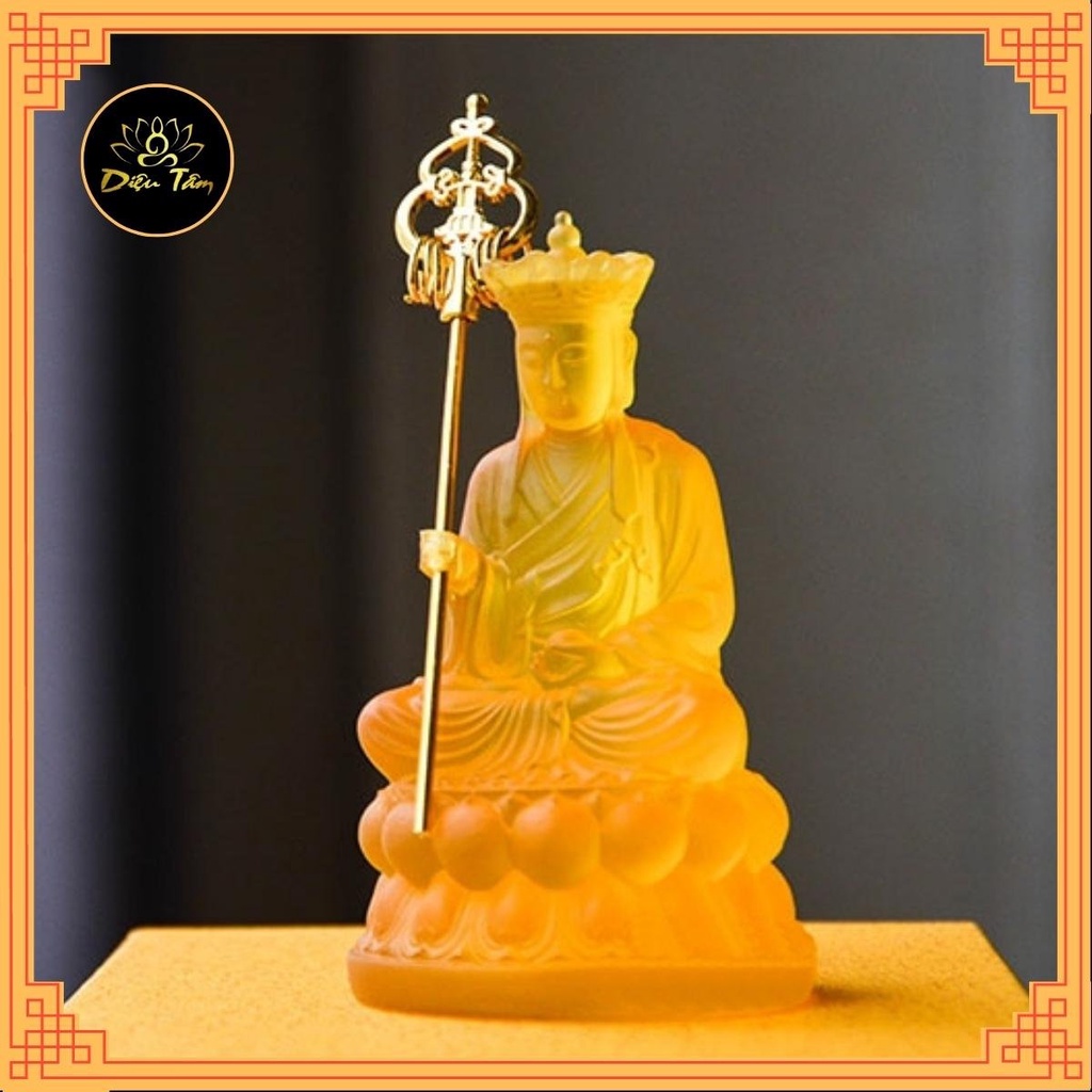 Tượng phật địa tạng vương bồ tát cao 10cm tượng phật để ô tô đồ thờ cúng shop Diệu Tâm mẫu Địa Tạng LL đài sen 10cm