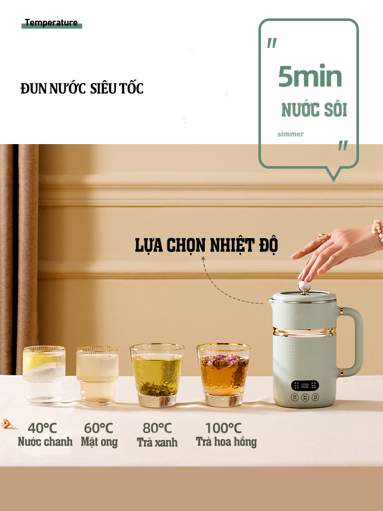 CỐC ĐIỆN ĐA CHỨC NĂNG ĐỂ HẦM, CHƯNG YẾN, SỮA NÓNG, PHA TRÀ TỰ ĐỘNG THÔNG MINH