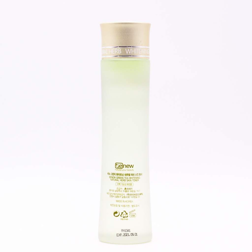 Nước hoa hồng trắng da trà xanh Benew Green Tea Whitening Natural Herb Skin Toner (150ml) – Hàng Chính Hãng