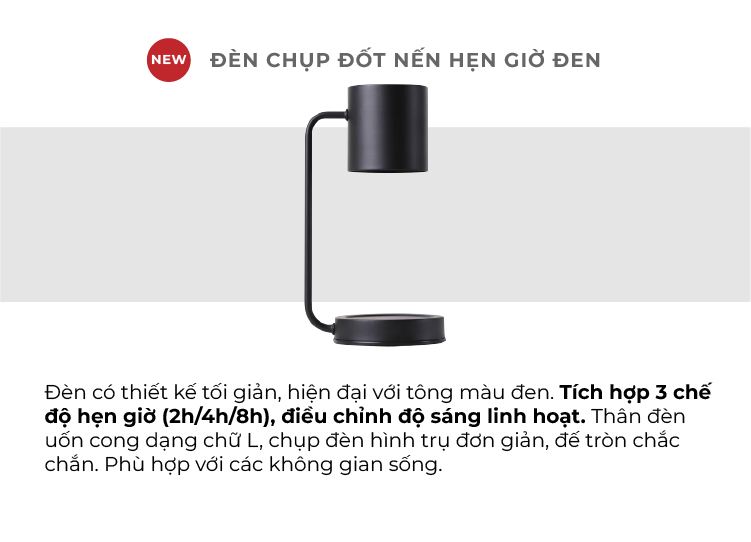 Đèn Chụp Đốt Nến Hẹn Giờ 4Home - Màu Đen