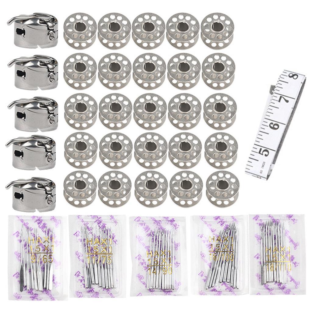 81Pcs Sewing Kit, Sewing Machine Needles Size 9, 11, 14, 16, 18, with Measuring Tape Thread Bobbins and Bobbin Case Universal for Most Sewing Machines