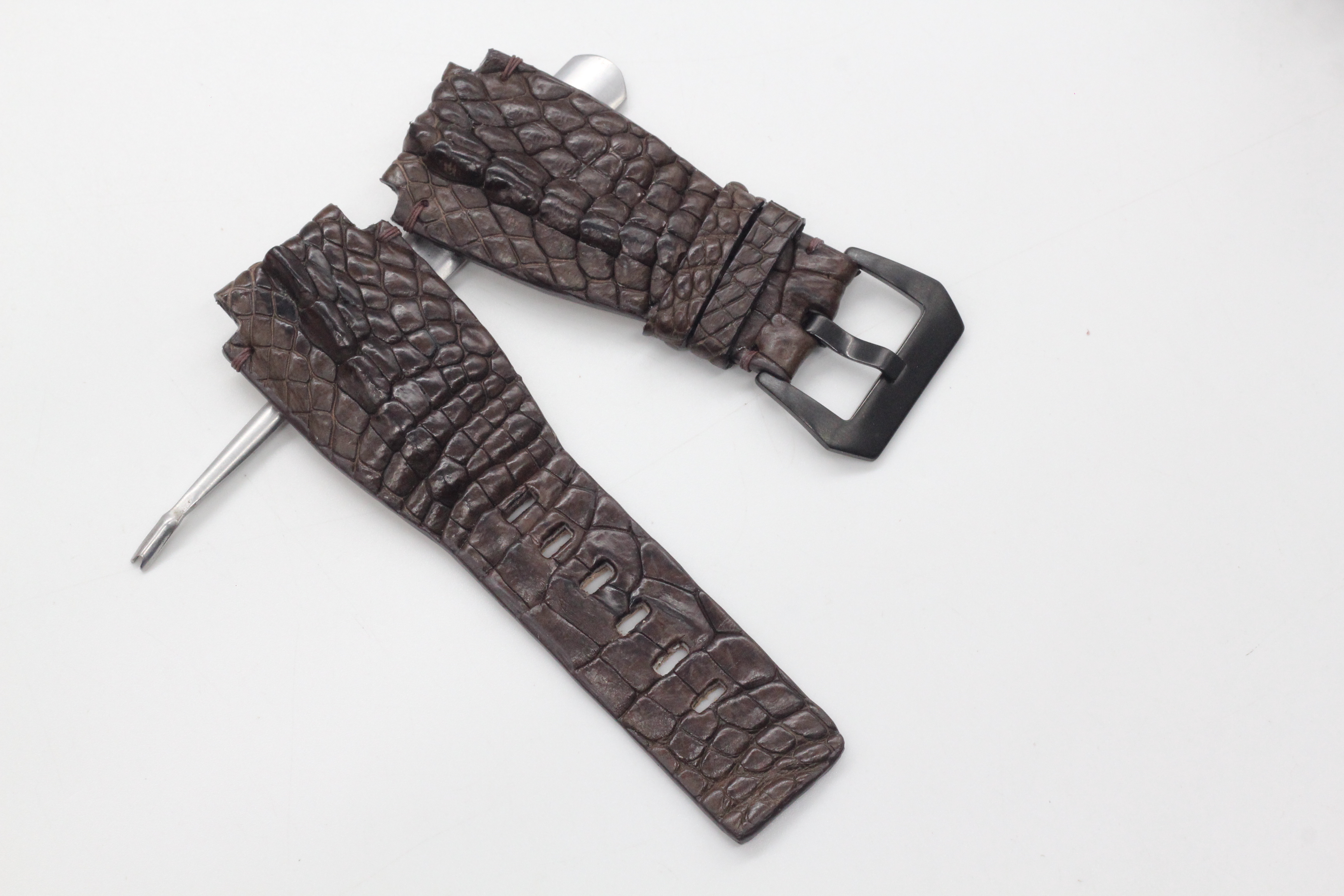DÂY ĐỒNG HỒ DA VÂN GAI CHÂN CAO CẤP SANG TRỌNG, DÂY DA CÁ SẤU THẬT HANDMADE HÀNG CHÍNH HÃNG SONGHAN LEATHER, PHÙ HỢP VỚI DÒNG ĐỒNG HỒ BELL & ROSS SIZE 24mm/24mm   BH 6 THÁNG BRCD-01