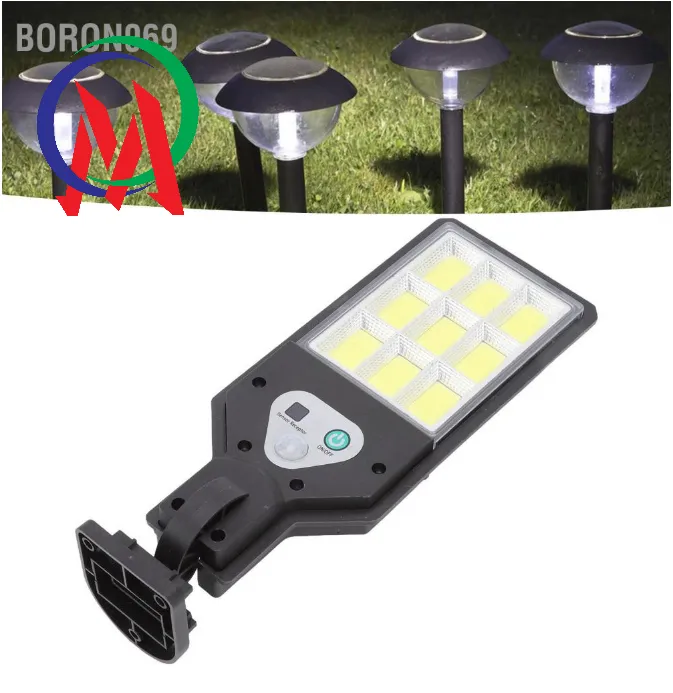 Đèn đường LED năng lượng mặt trời 9COB Cảm biến cơ thể IP65 Đèn ngoài trời chống thấm nước cho sân vườn lối đi