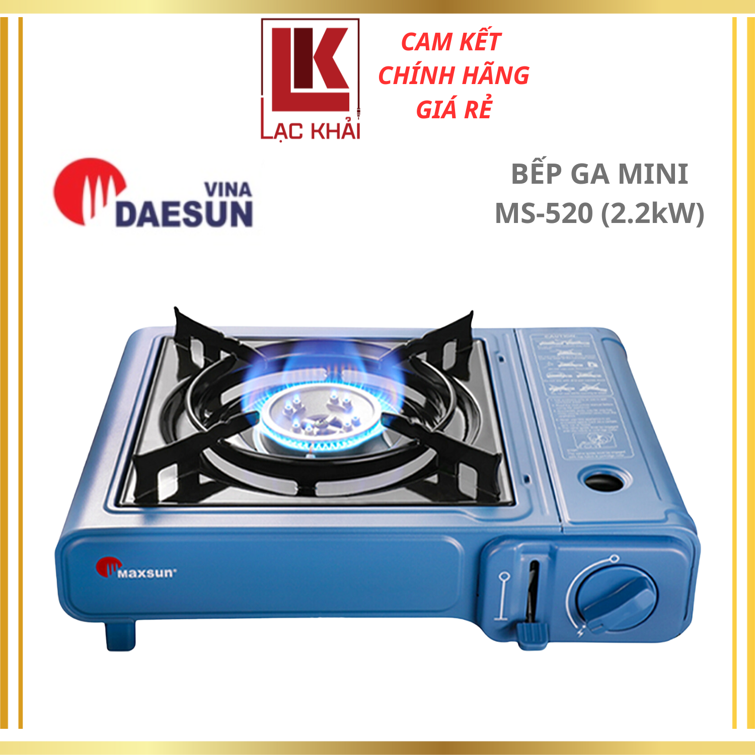 Bếp Ga Mini Maxsun MS-520 - Công Suất 2200W, Phủ Sứ Cao Cấp -Hàng chính hãng - Bảo hành 12 tháng