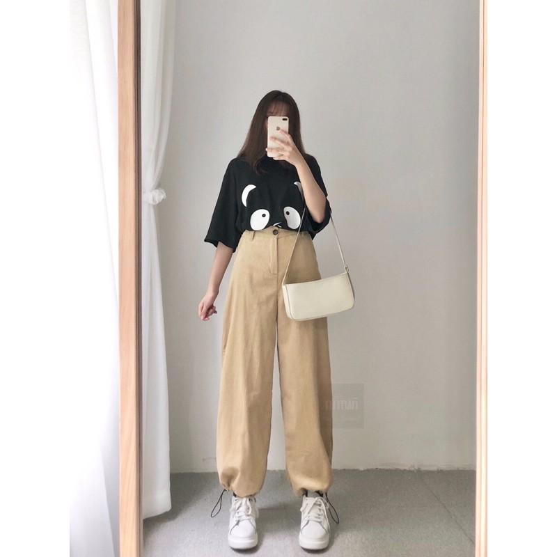 Quần Jogger Nhung tăm rút gấu ( Ảnh Thật)