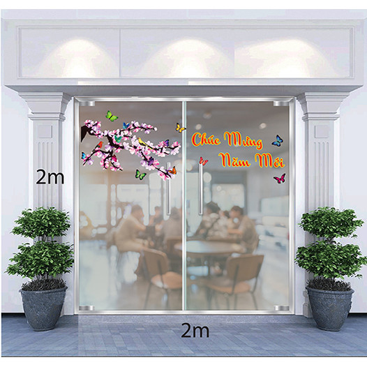 Decal Dán Tường Trang Trí Tết Cành Đào Mùa Xuân Số 3