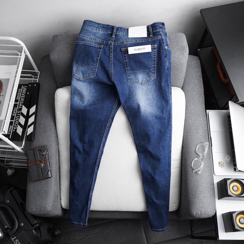 Quần jean nam big size cao cấp màu xanh slimfit co giãn xuất xin