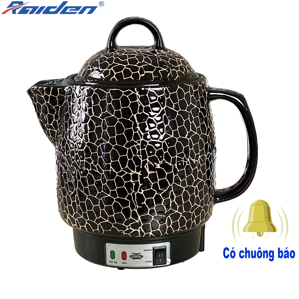 Siêu thuoc tự động ngắt 3.3L Ladomax HA-8833 thân gốm tráng men, tự động ngắt khi thuốc còn 1 chén, có chuông reo - Hàng chính hãng