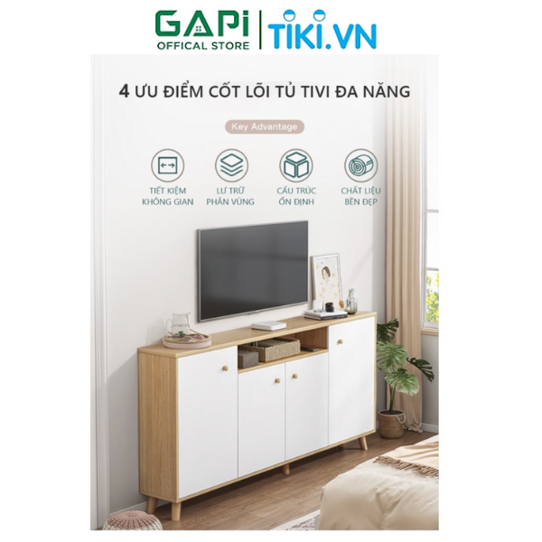 Kệ Tivi thông minh cánh mở sức lưu trữ lớn, Kệ tivi để sàn GAPI kiểu dáng hiện đại màu sắc sang trọng thanh lịch GP219