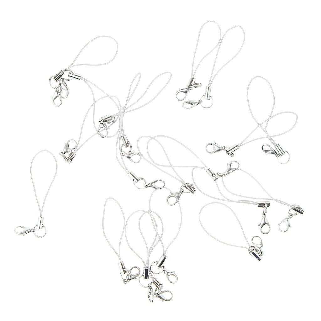 2X 20pcs DIY Mobile Cellphone Keychain Lanyard Charms DIY Rope White