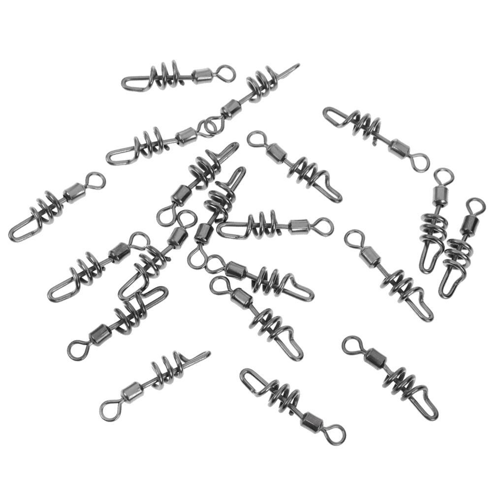 Fishing Swivels Ball Bearing Swivel with Coastlock Snap Strong Welded Ring Fishing Swivels Assortment for Saltwater Silver Coated