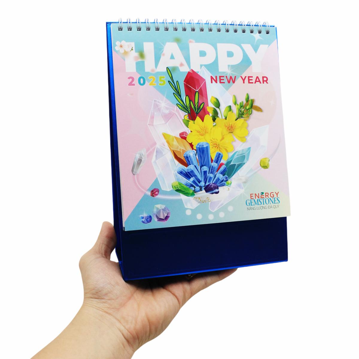 Lịch Bàn Đứng 2025 - Năng Lượng Đá Quý - Văn Lang VL-LB06 - Đế Màu Xanh