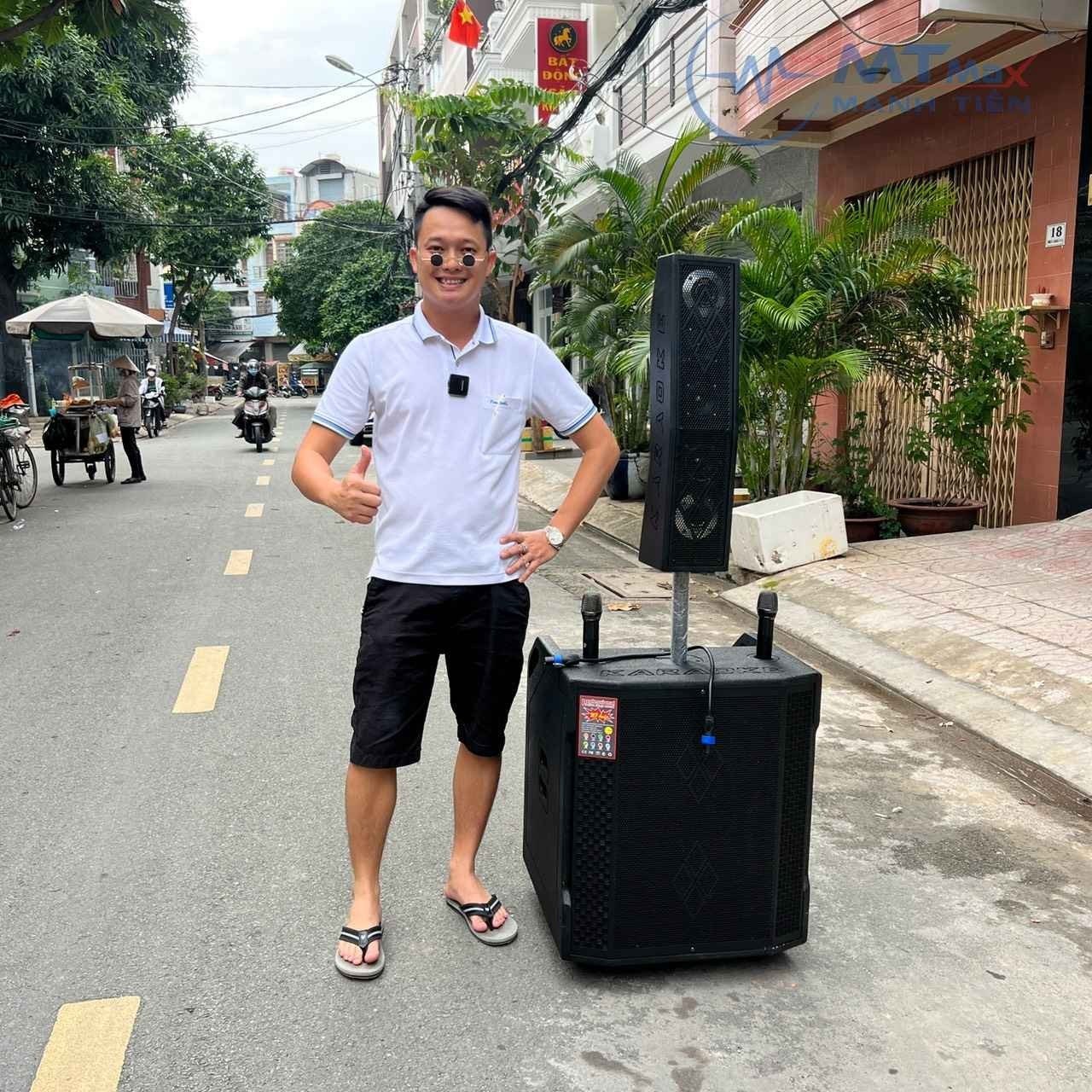 Loa Dê Cụ kèm loa colum cột MTMAX BK46 - Công Suất 500W - Trang Bị Bass 50cm siêu trầm kèm 2 micro cao cấp karaoke gia đình sân khấu hội nghị ngoài trời hàng chính hãng