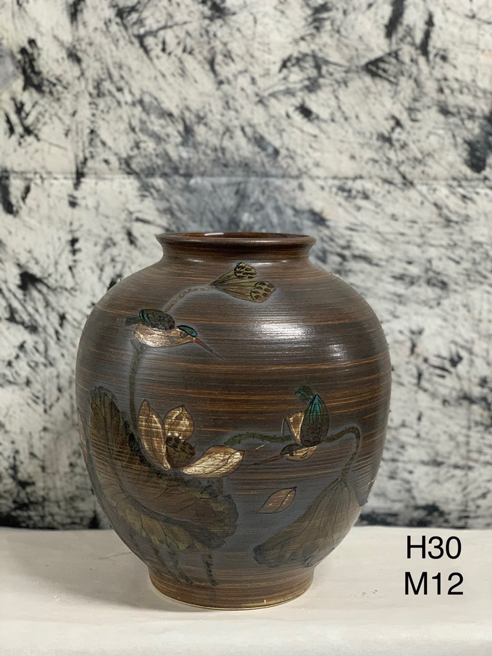 VÒ TRÒN MEN MỘC VẼ HOA H30CM