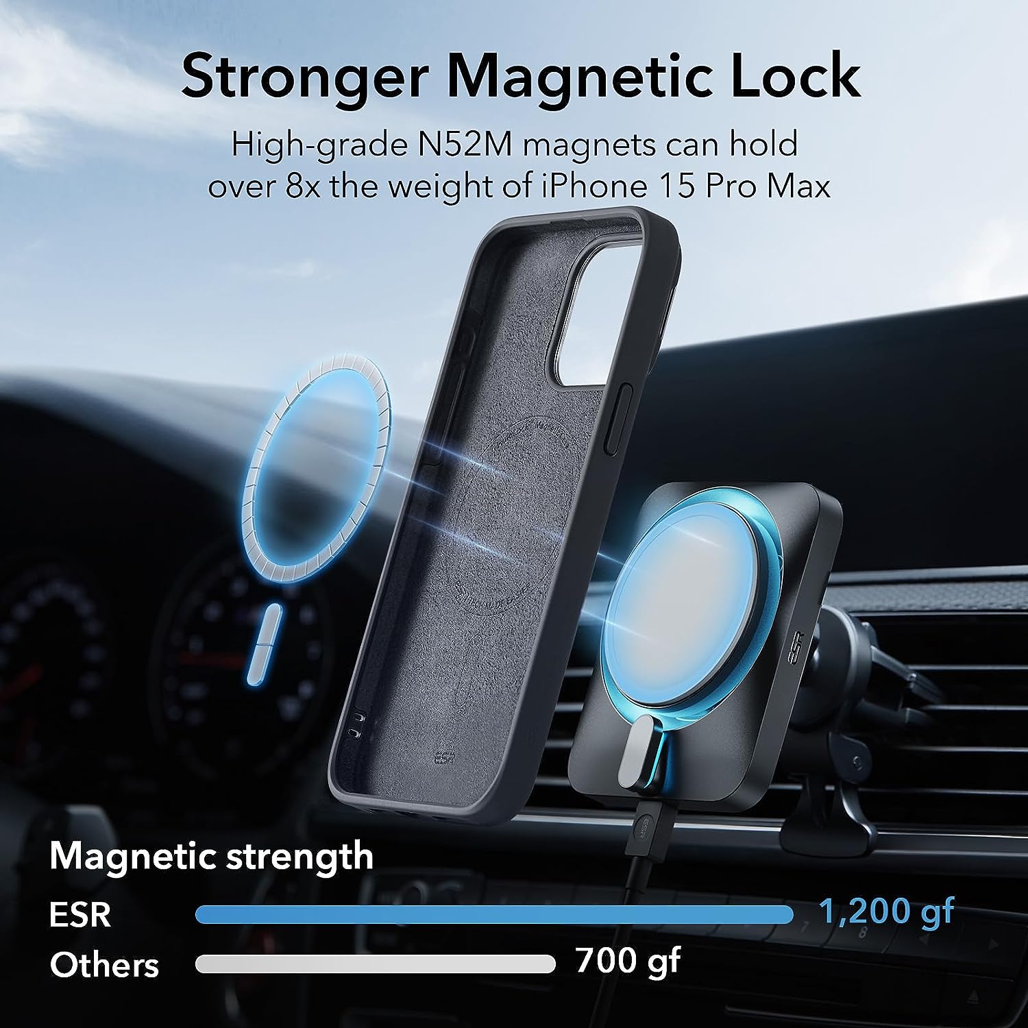 Ốp Lưng cho iPhone 15 Pro Max ESR Cloud Soft Case Stash Stand with HaloLock - Hàng Chính Hãng