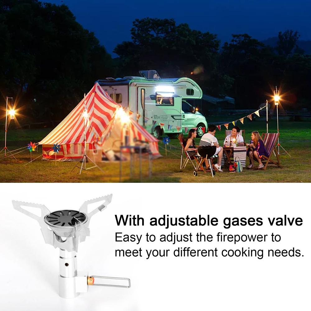 Mini Camping Stove Backpacking Gases Burner Stove with Removable Bracket for Outdoor Cooking Camping Picnic Backpacking Hiking