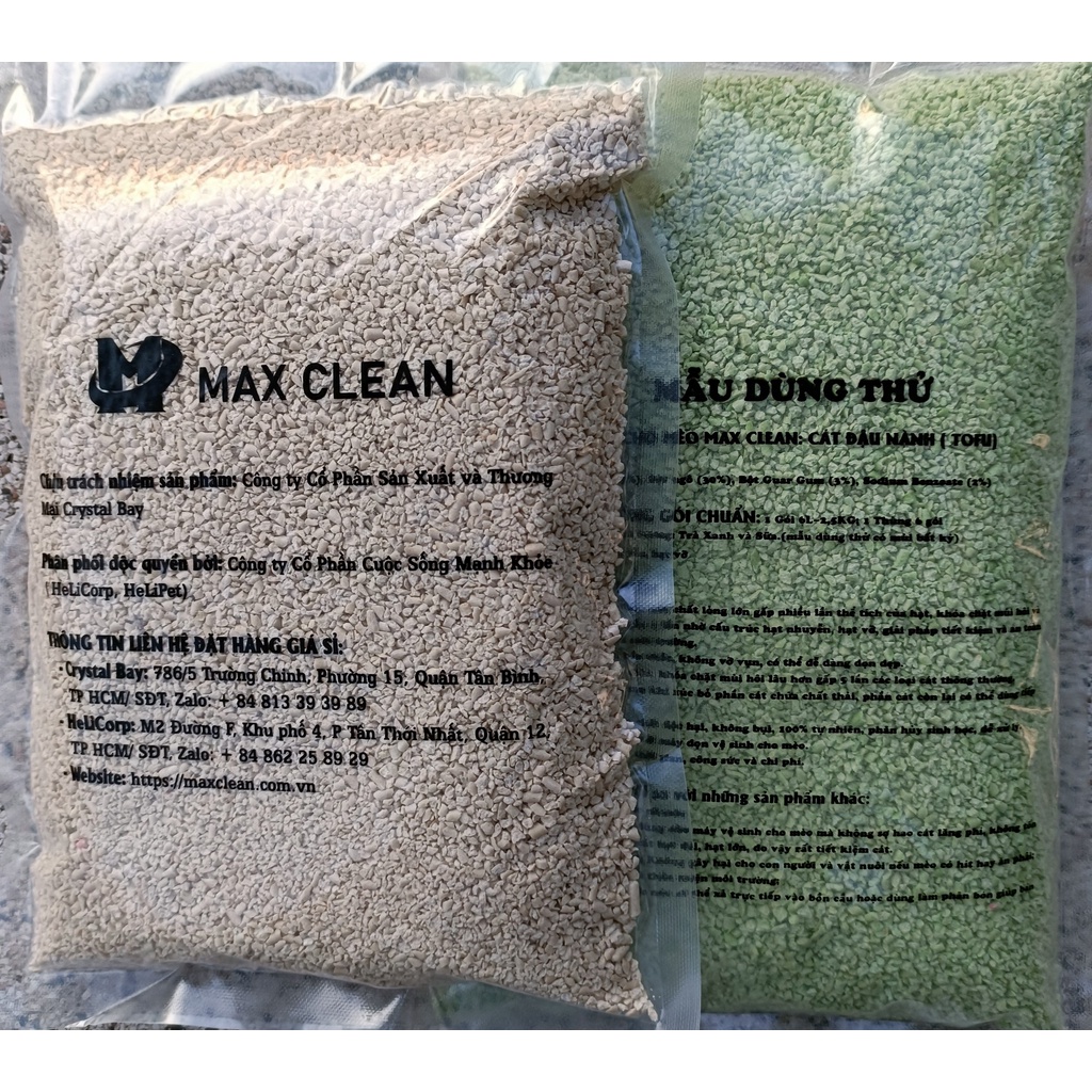 Cát Đậu Nành Max Clean Cát Vệ Sinh Cao Cấp Cho Mèo Siêu Vón Cục Không Bụi- HeLiPet