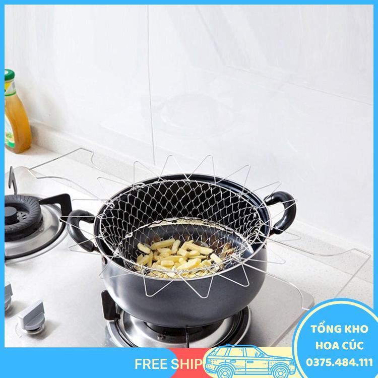 Rổ Giỏ Nhúng Inox Đa Năng Chiên Rán Luộc Hấp - Tặng Miếng Rửa Bát Silicon