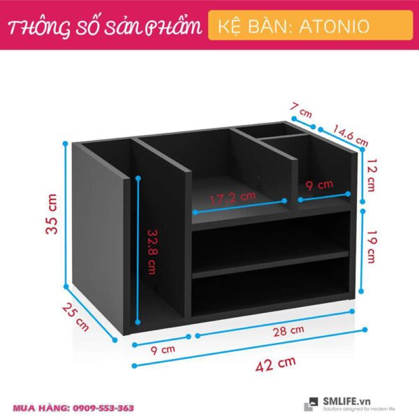 Kệ để bàn gỗ hiện đại SMLIFE Atonio | Gỗ MDF dày 17mm chống ẩm | D42xR25xC35cm