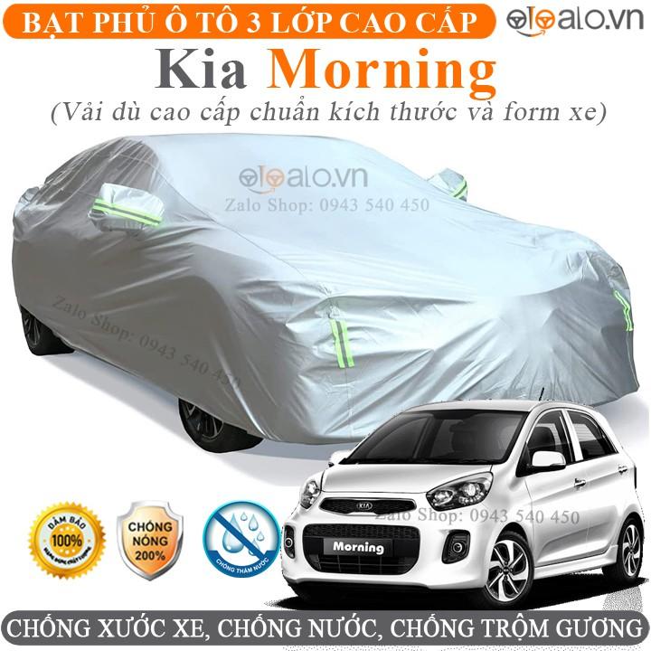 Bạt trùm che phủ xe ô tô Kia Morning chuẩn 3 Lớp Cao Cấp Chống Nắng Nóng Nước Mưa Cháy Chống Bụi