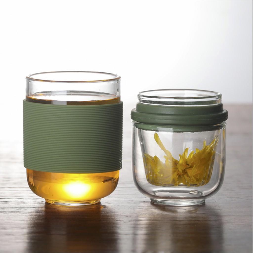 Bình pha trà mini tiện lợi tặng túi đựng Borosilicate Glass 200ml