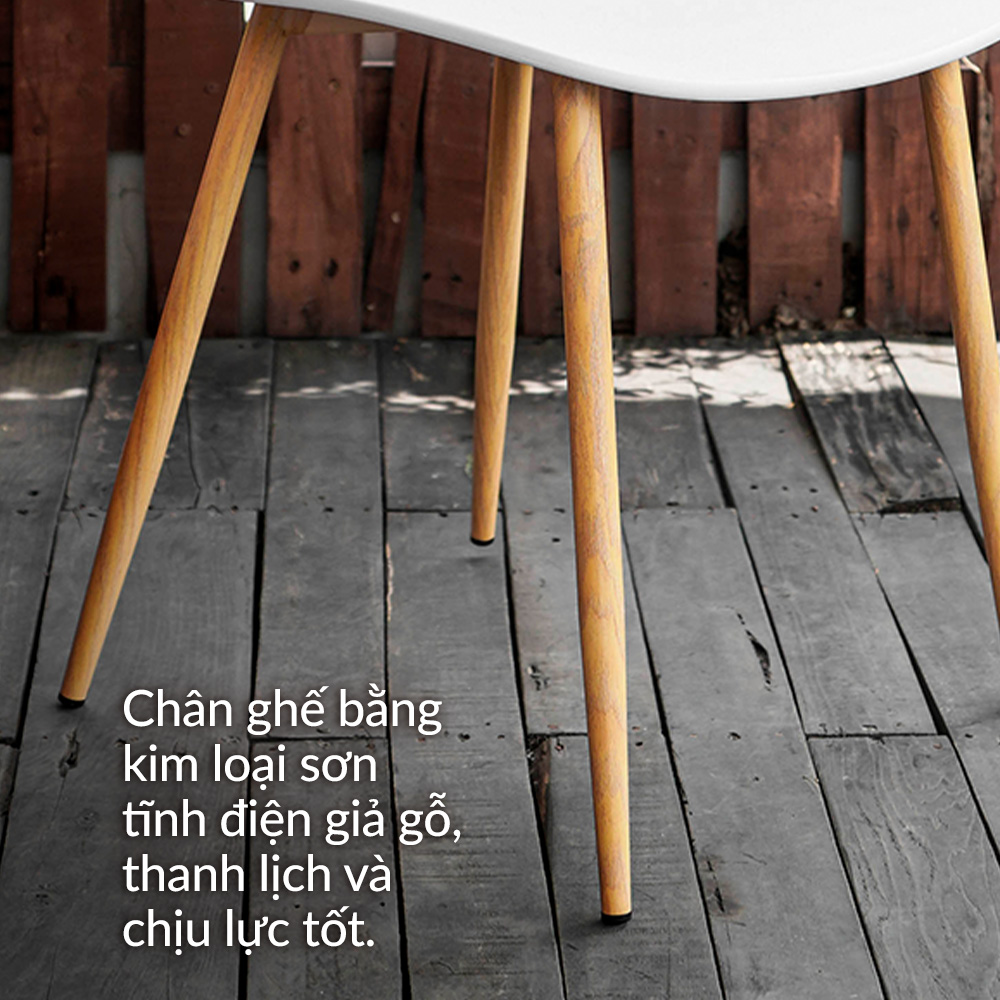 Ghế cafe mặt nhựa chân kim loại giả gỗ Carbo