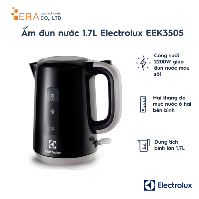 Ấm Đun Nước Electrolux EEK3505 - 1,7L (Đen) - Hàng chính hãng