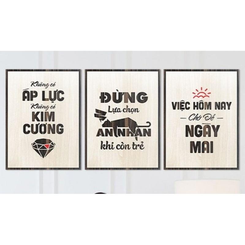 Combo 3 Tranh Gỗ Treo Tường Tạo Động Lực Làm Việc