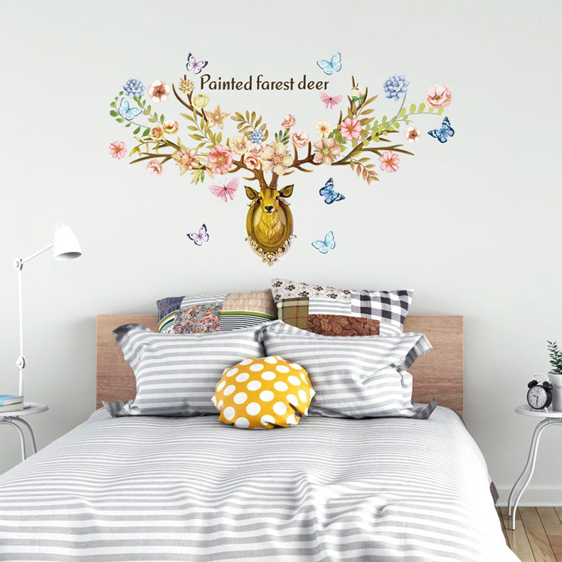 Decal dán tường 3D sừng hươu DKN094 AmyShop (78 x 112 cm)