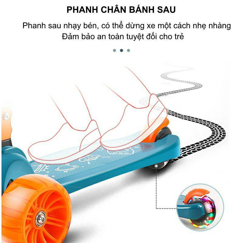 Xe trượt scooter cho bé có ghế ngồi điều chỉnh - bánh xe phát sáng