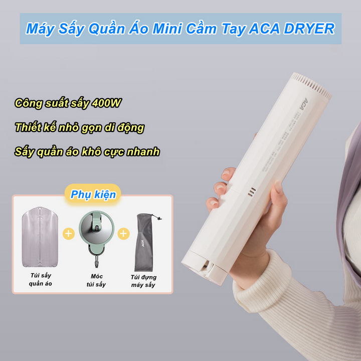 Máy Sấy Quần Áo Mini Cầm Tay ACA DRYER Tích Hợp Chức Năng Hẹn Giờ Sấy Khô - Home and Garden