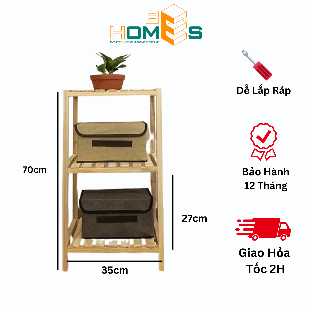 Kệ tab đầu giường Behomes 3 tầng