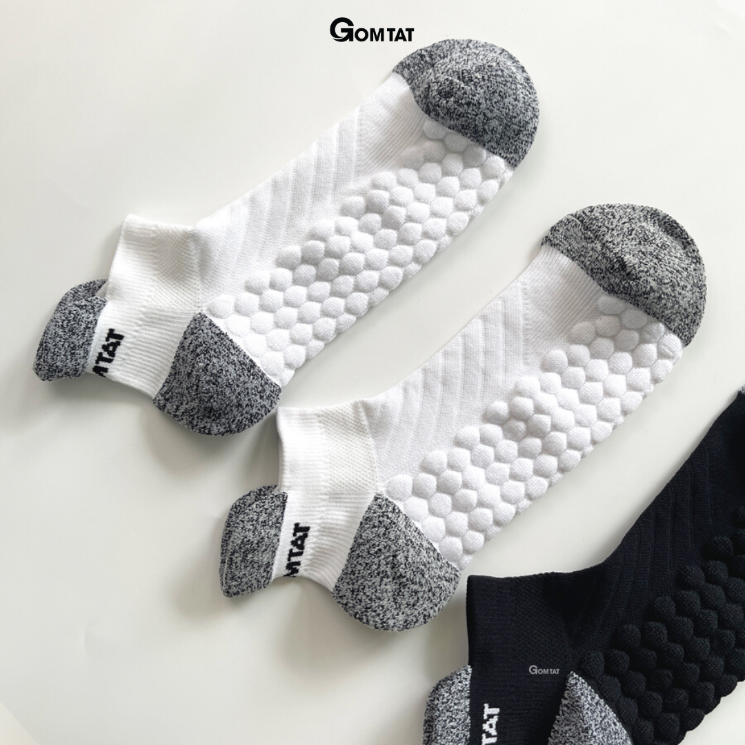 Tất Thể Thao Nam Nữ GOMTAT Cao Cấp, Vớ Thể Thao Cổ Ngắn Có Lớp Đệm Nút Cotton Thoải Mái Êm Chân - GOM501-THETHAO