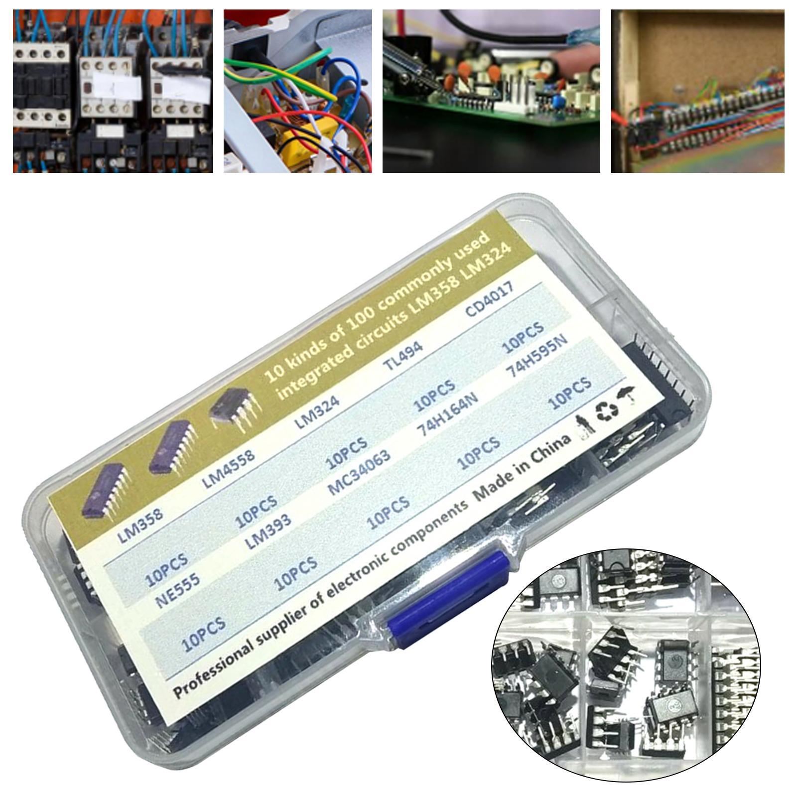 100Pcs 10 Values IC Assortment Kit Easy to Storage Practical Accessories