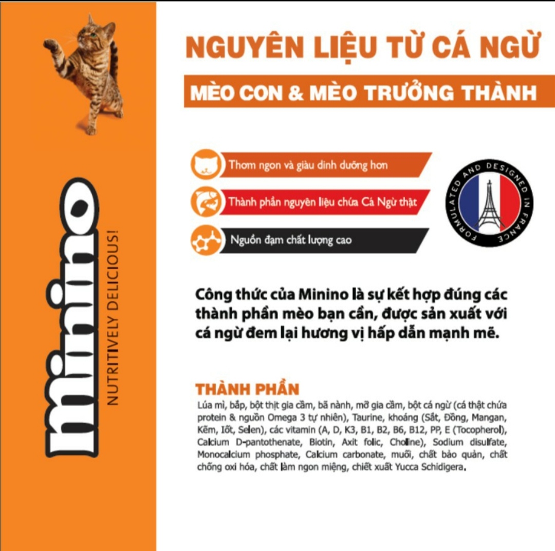 Combo 4 gói thức ăn cho mèo Minino Tuna 480gr - Tặng 1 gói cùng loại