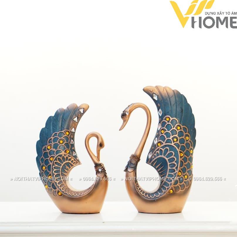 Đồ decor trang trí nội thất cặp thiên nga kiểu dáng nghệ thuật, sang trọng, hiện đại DDB 00349