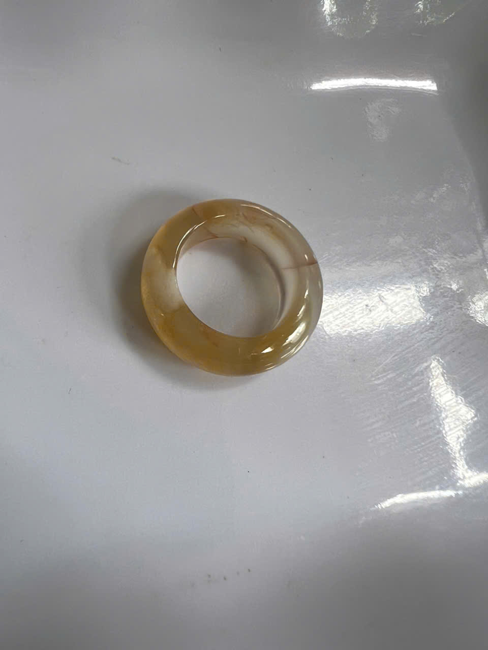 Nhẫn Nữ mới Đá Mã Não Bông Bông Vàng Tươi Trắng Bóng Đẹp Ni 16mm Cao 7mm Dầy 4mm Chị em Nữ mệnh Kim mệnh Thủy mệnh Thổ đeo lên tay xinh xắn may mắn ạ