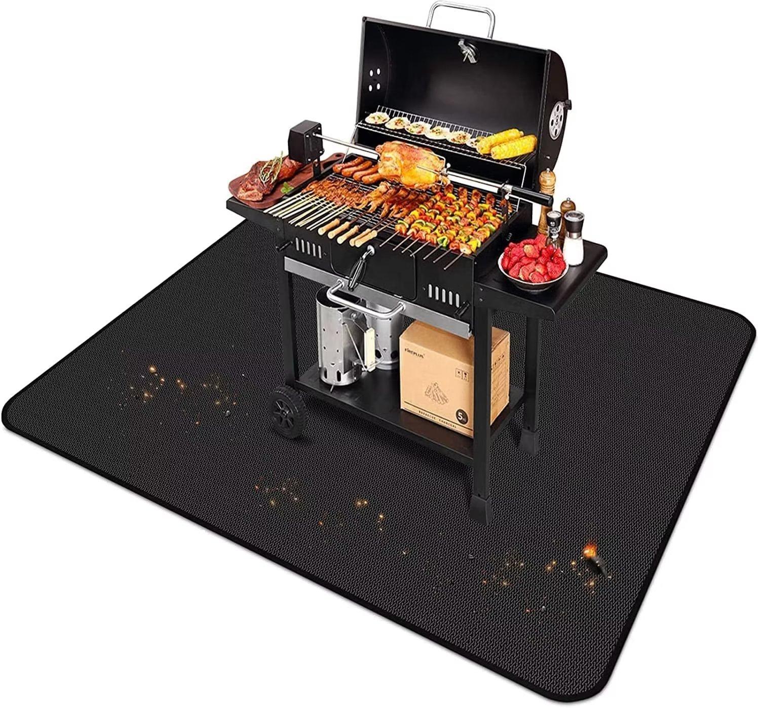 Thảm nướng BBQ - 45*37cm - Chống cháy - Thảm bảo vệ sàn - Thảm bảo vệ sàn - Thảm nướng ngoài trời cho bếp nướng gas than