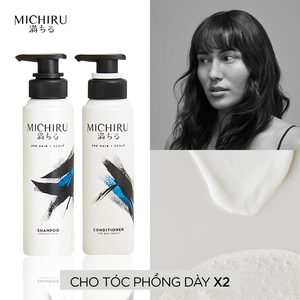 Bộ Gội Xả Michiru Ngăn Gãy Rụng 95% & Làm Dày Tóc Dành Cho Da Đầu Nhờn