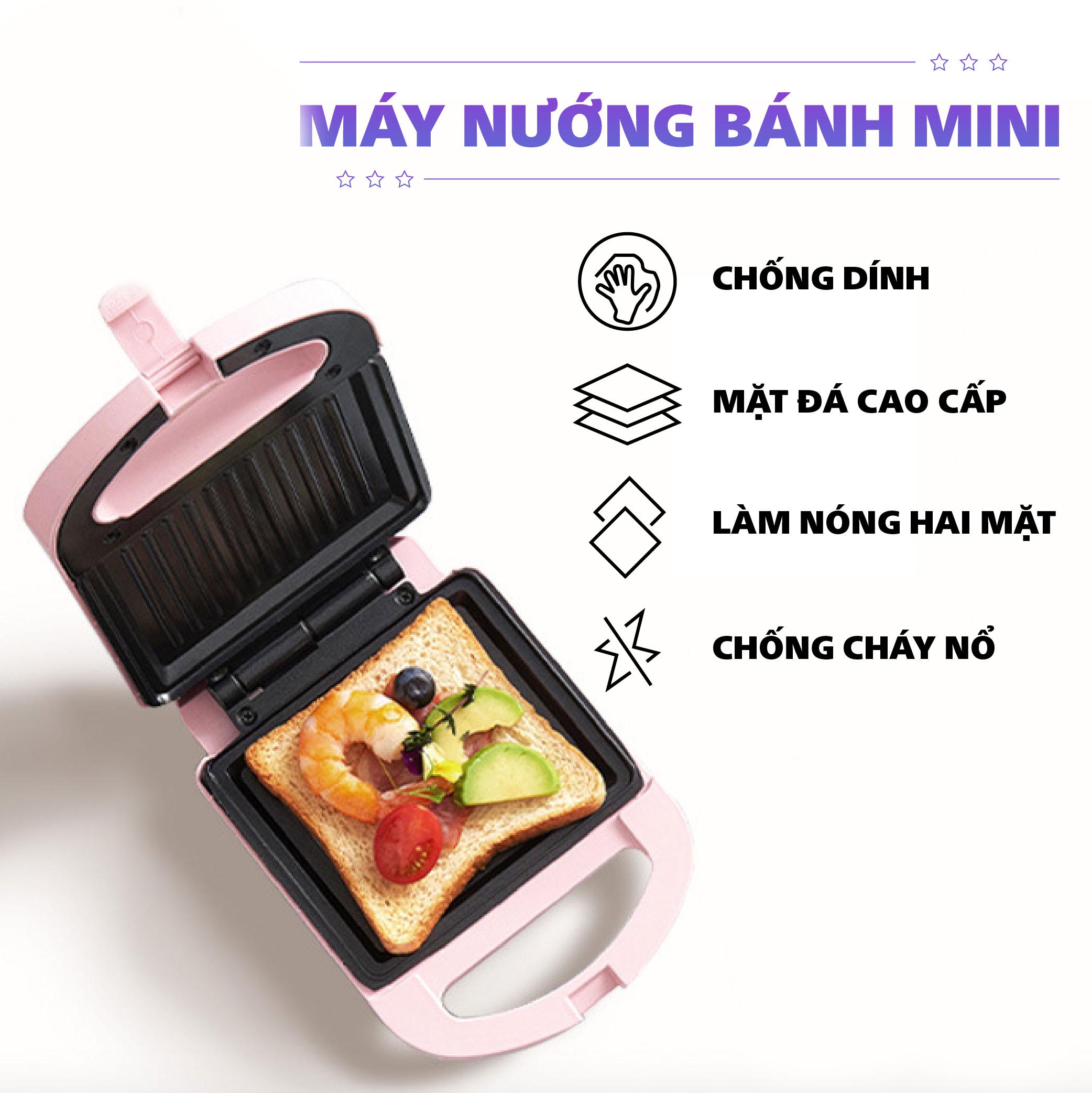 Máy kẹp nướng bánh mì, humberger, sandwich, rán trứng mini đa năng