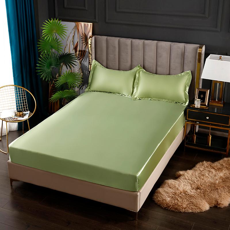 Giả Lụa Trang Bị Tấm Đồng Màu Đôi Nữ Hoàng Kích Thước Bọc Nệm Cao Cấp Satin Thun Giường 160X200