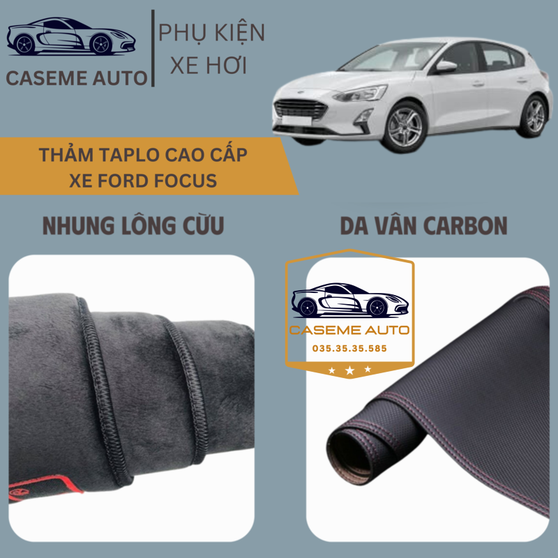 Thảm Taplo 3 Lớp Dành Cho Xe FORD FOCUS, Nhung Lông Cừu Và Da Vân Carbon Cao Cấp - Hàng Chính Hãng