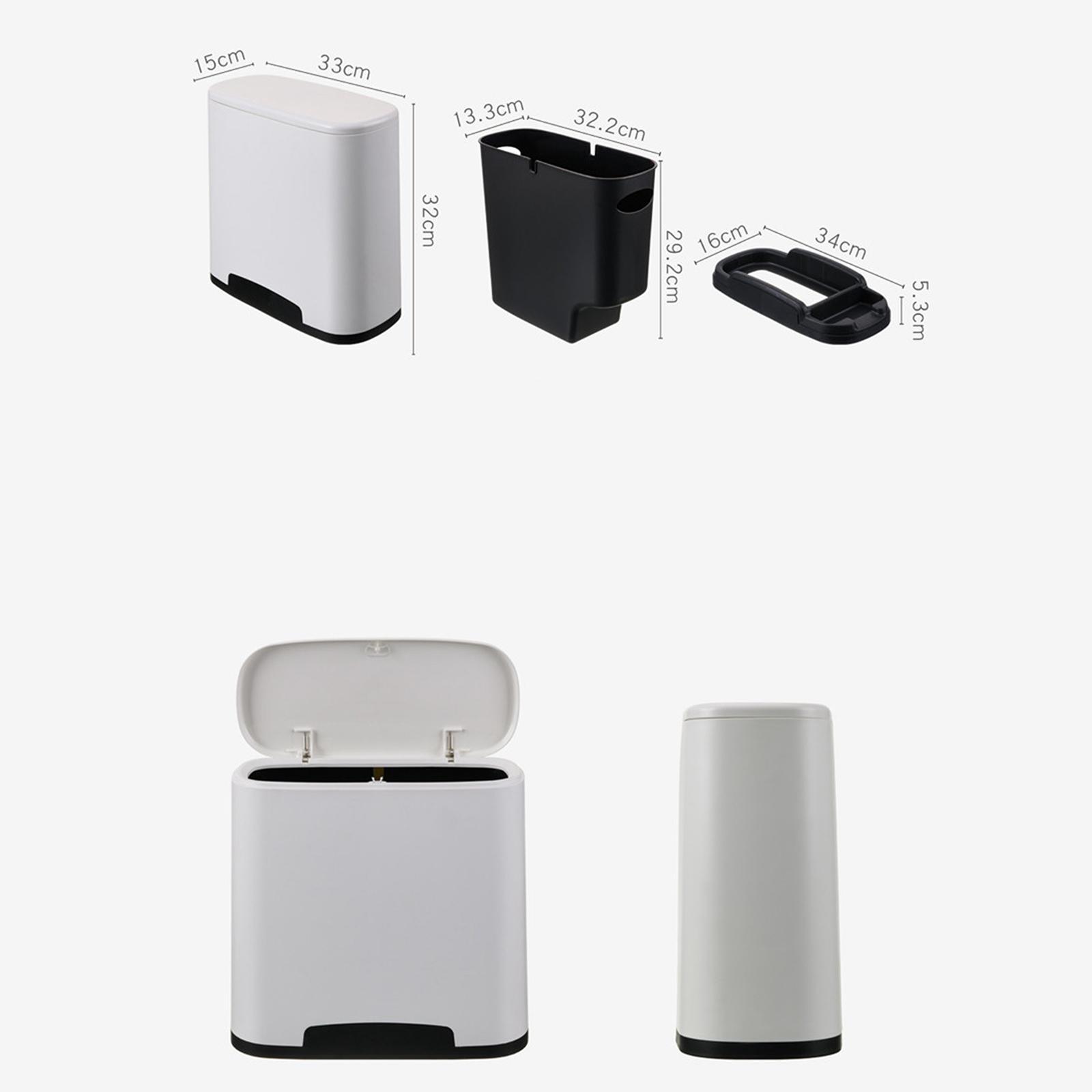 Narrow Trash Can Garbage Container Dustbin Bucket with Bag Storage Groove Trash