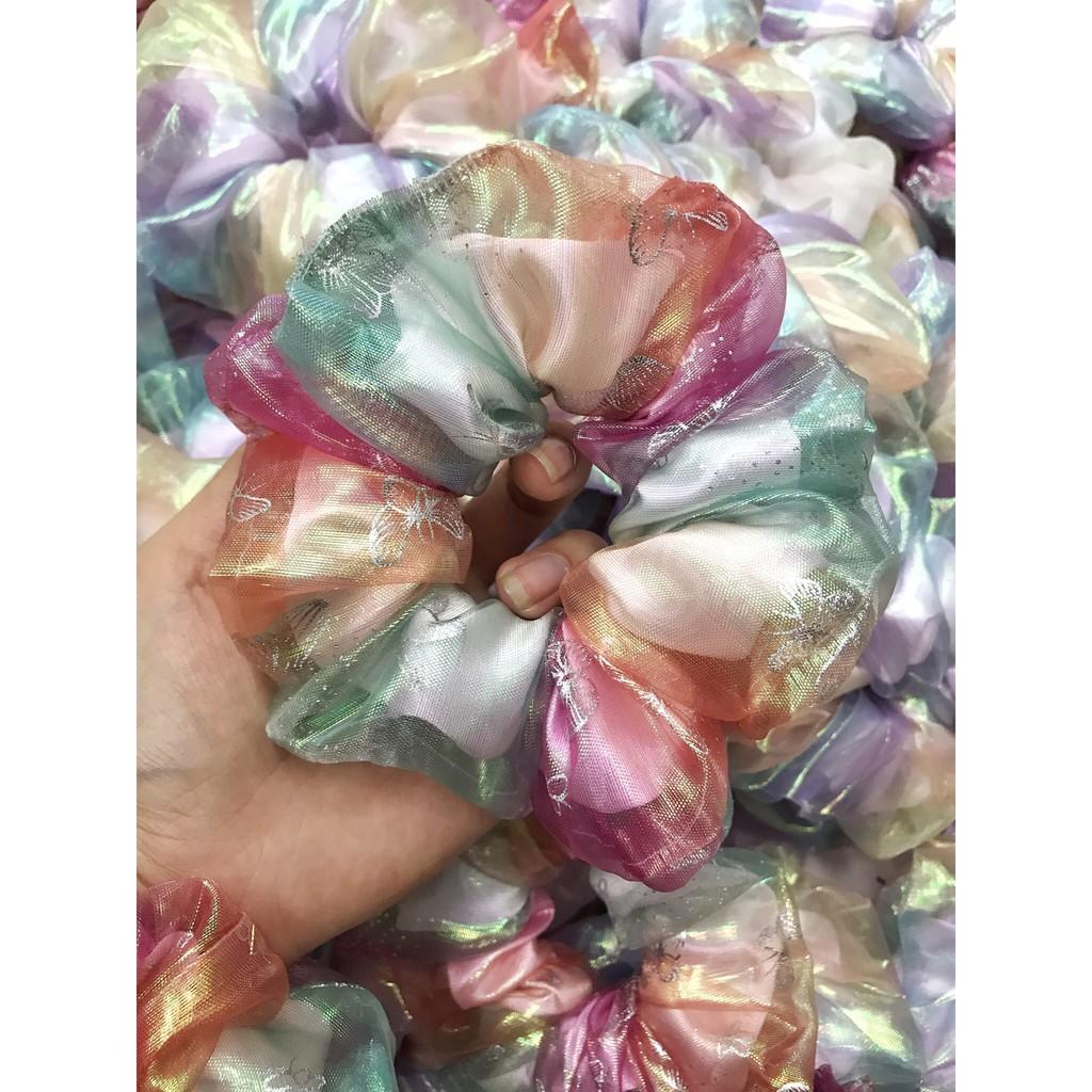 Cột tóc vải scrunchies sắc màu ánh cầu vòng hồ điệp - Bướm