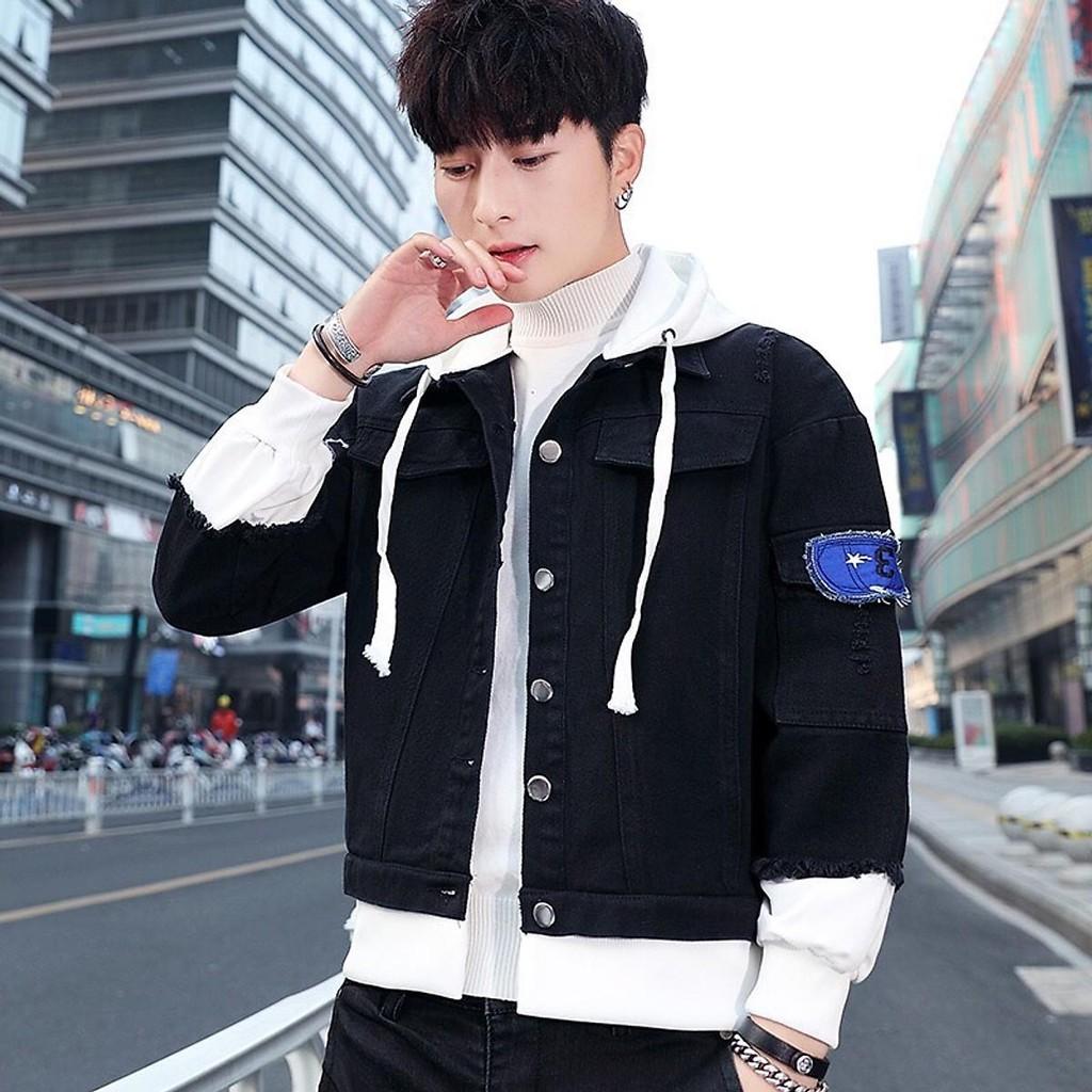Áo khoác nam đẹp phối nón nỉ màu đen rất hot hàng bao chất-A3104 - Như hình